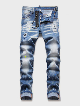 Latest Style Hollow Out Distressed Jeans For Men