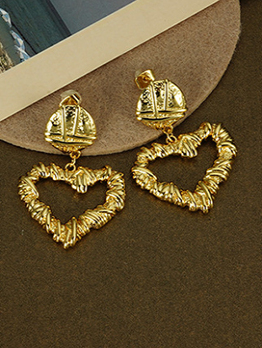 Designer Heart Hollow Out Golden Earrings