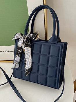 Versatile White Grid Handbag Tote Bag For Women