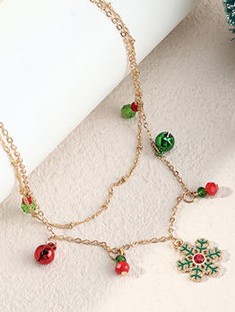 Christmas Snowflake Double Layer Necklaces For Ladies