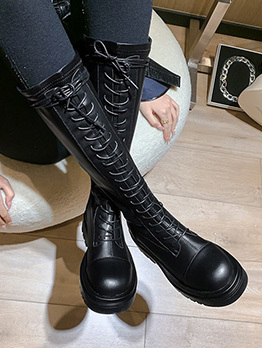 Street Motorcycle Fashion Chunky Soles Boots