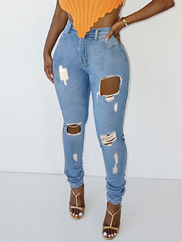 Sexy Hollow Out High Waist Trendy Skinny Jeans