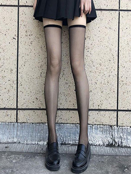 Thin Solid Perspective Over The Knee Socks