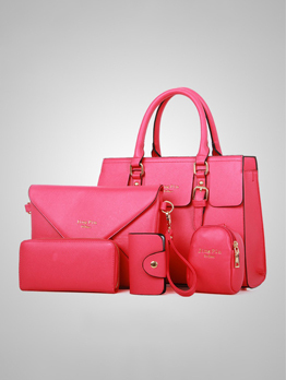Fashion Solid Color 5 Piece Ladies Handbags
