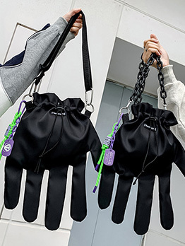 Unisex Canvas Palm Shape Black Pendant Shoulder Bags
