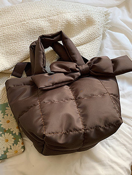 Designer White Bow Soft Bucket Tote Bag For Women