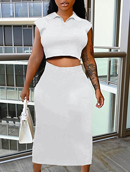 Street White Matching 2 Piece Maxi Skirt Sets
