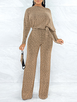 Casual Long Sleeve Jumpsuit With Belt