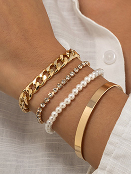 Modern Faux-Pearl Chain 4-Piece Bracelets