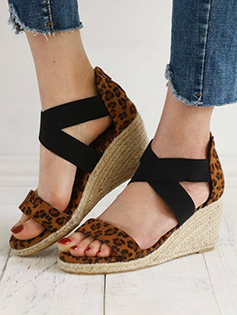 Latest Style Vintage Leopard Wedge Sandals