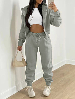 Casual Solid 2 Piece Workout Set For Women
