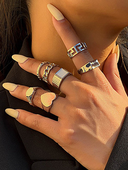 Punk Heart Geometry Hollow Out 7-Piece Rings
