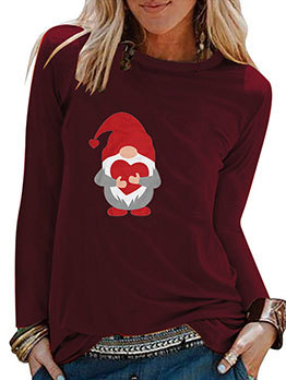 Valentine's Day Heart Print Loose T Shirt Women