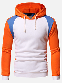Outdoor Contrast Color Long Sleeve Pullover Hoodie