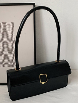 French Style Black Solid Ladies Shoulder Bags