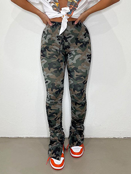 Sports Camouflage Long Stacked Pant For Women