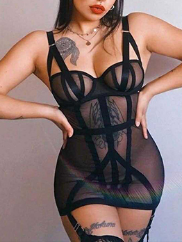 Club See Through Two  Piece Mini Dress And Pantie Set
