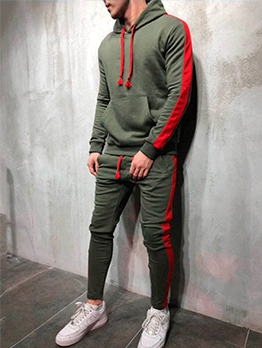 Exercise Contrast Color Hoodie With Long Pants