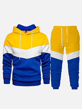 Sport Contrast Color Hoodie Two Piece Mens Activewear