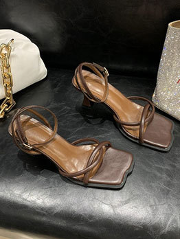 Fashion Square Toe Heeled Sandals For Women