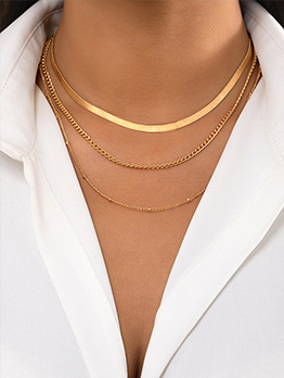 Street Hollow Out Simple Chain Layered Necklace
