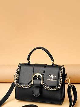 New Chain Patchwork Black Handbag For Women