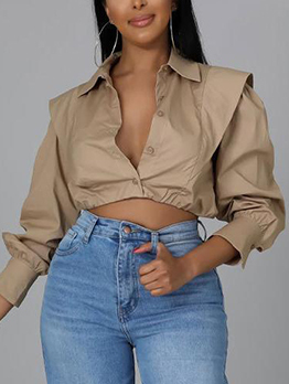Fashion Designs Long Sleeve Cropped Blouse