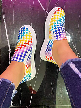 Casual Round Toe Plaid Slip On Shoes