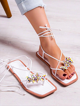 Trending Butterfly Lace Up Flat Sandals For Ladies