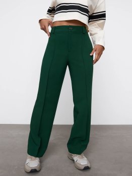 Trendy Casual Solid High Waisted Straight Leg Pants