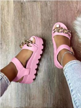 Causal Metal Chain Chunky Sandals Slippers