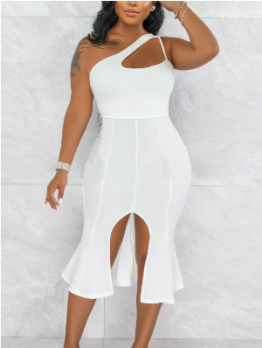 Ruffled Hem Pure Color Cocktail Dresses