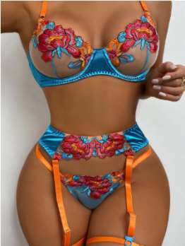  Sexy Embroidery See Through Two Piece Sets