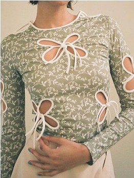  Sweet Floral Hollowed Out Long Sleeve T-Shirt