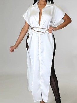 Stylish Solid Slit White Long Blouse For Women