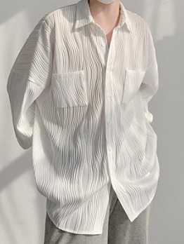 Designer White Long Sleeve Button Up Shirts For Men