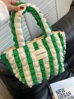  Casual Contrast Color Striped Bento Handbags