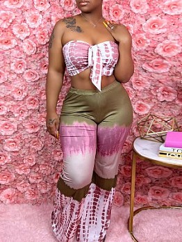  Sexy Wrapped Chest Top And Trouser Plus Size Sets