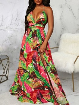  Summer Fashion Loose Sleeveless Slit Maxi Dress