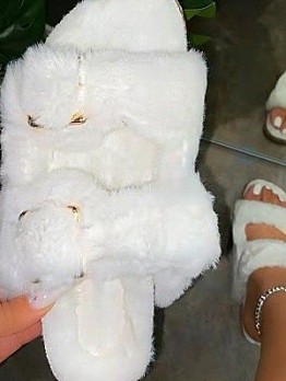  Fluff Pure Color Fur Slippers