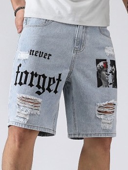  Ripped Denim Hollowed Out Shorts