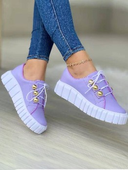  Pure Color Wedge PU Flats For Women