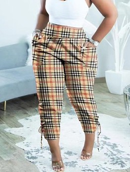  Fashion Casual Plaid Long Pants For Women