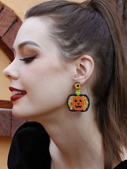  Colorblock Exaggerated Pumpkin Earrings For Women