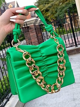  PU Ruched Chain Pure Color Women's Shoulder Bags