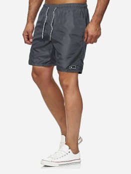  Pure Color Lace Up Men's Sports Shorts