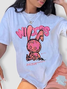 Bunny Graphic Summer T Shirts For Women