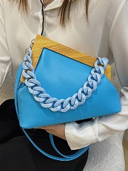  Fashion Textured Acrylic Chain PU Shoulder Bags