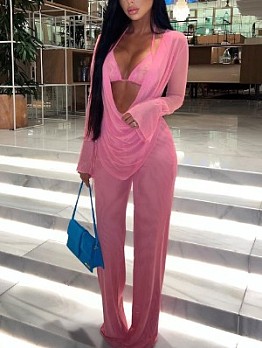  Pure Color Sexy Women's Trouser Three-Piece Suit