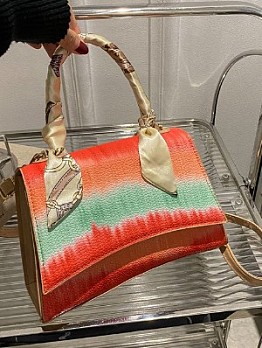  PU Fashion Contrast Color Messenger Bag For Women
